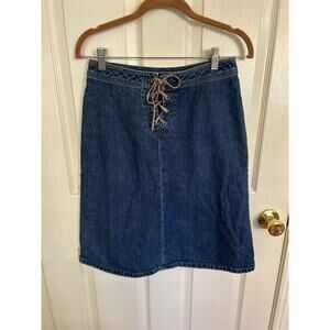 Caslon Denim Jean‎ Skirt with Leather Lacing 23" Size 4